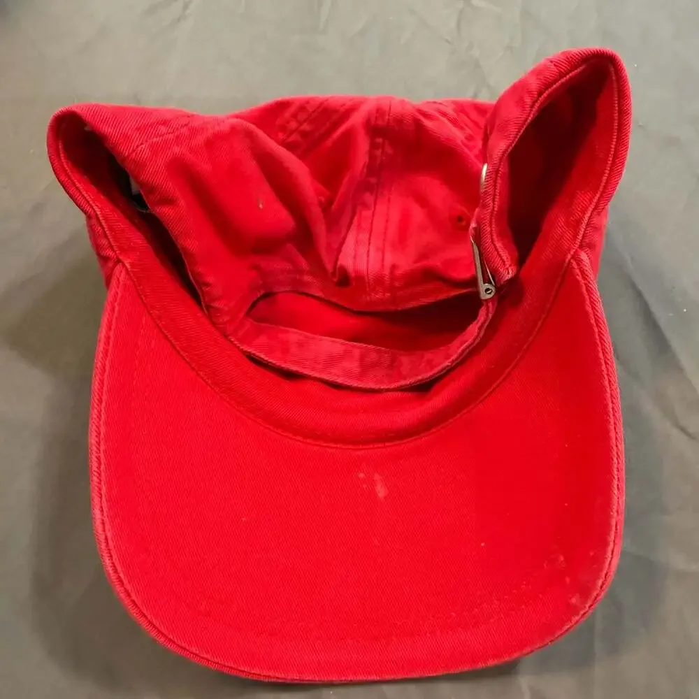 Lacoste RK4863 Red Small Croc Logo Cotton Dad Hat Cap Adjustable One Size